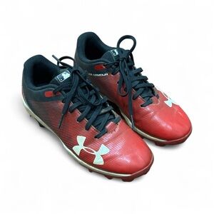 Under Armour Kids Red and Black Baseball Cleats